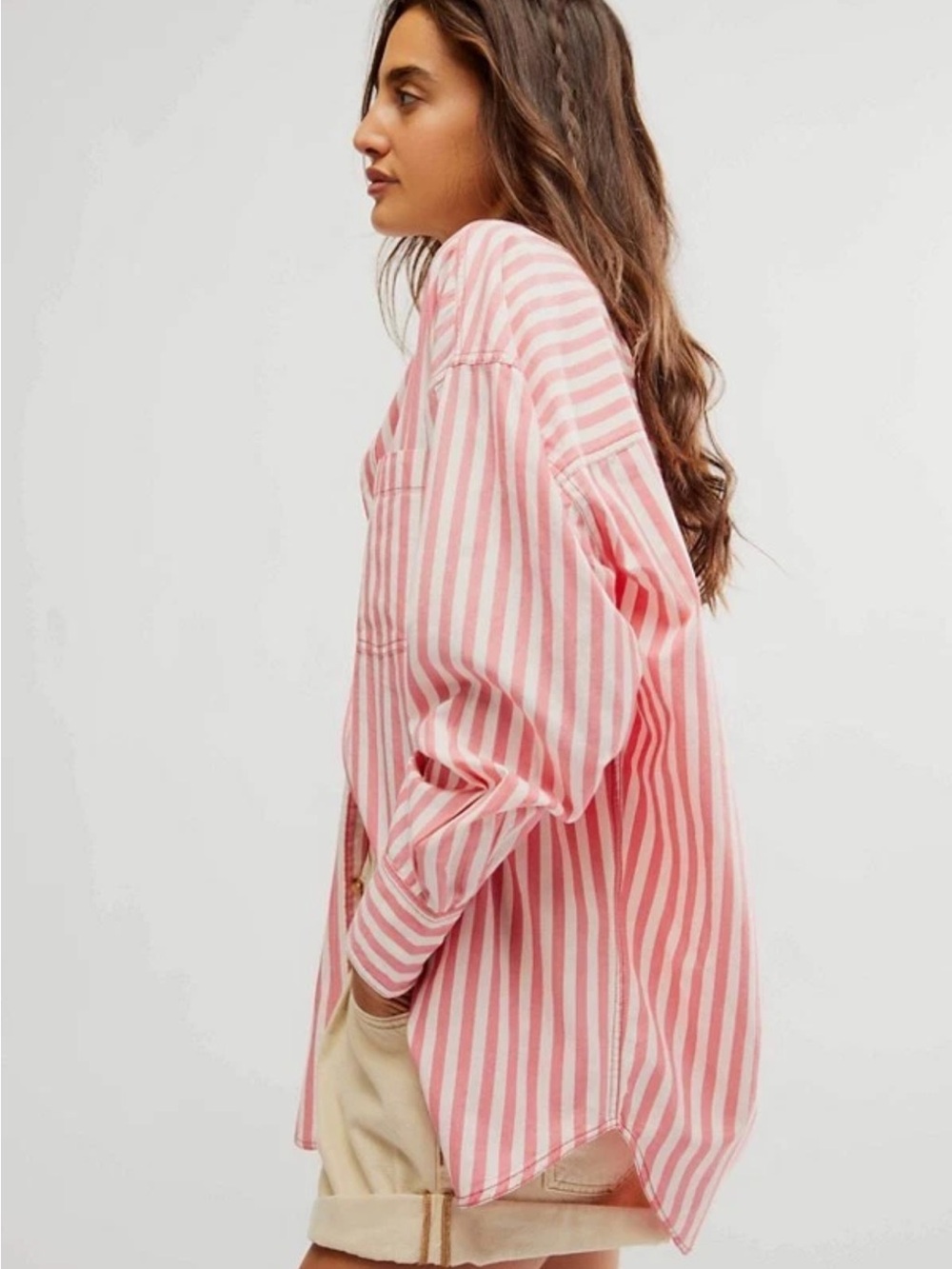 Free People Striped Button-down 100% Cotton size Small - Picture 3 of 9